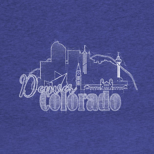 Denver Colorado Grunge Skyline T-shirt by DimDom